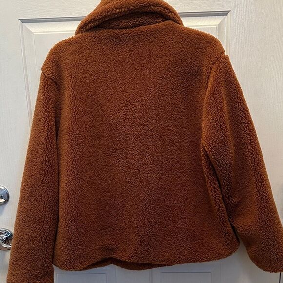 GAP Women's Brown Teddy Jacket Size M Fully Lined Super Soft and Warm Cabincore - Picture 3 of 5